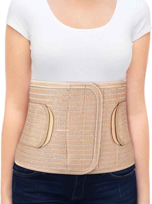 Photo 1 of ORTONYX Breathable 9.5" Abdominal Binder/Postpartum Postoperative Wrap/Abdomen Hernia Support Belt for Men and Women - L/XL (32"-43") Beige