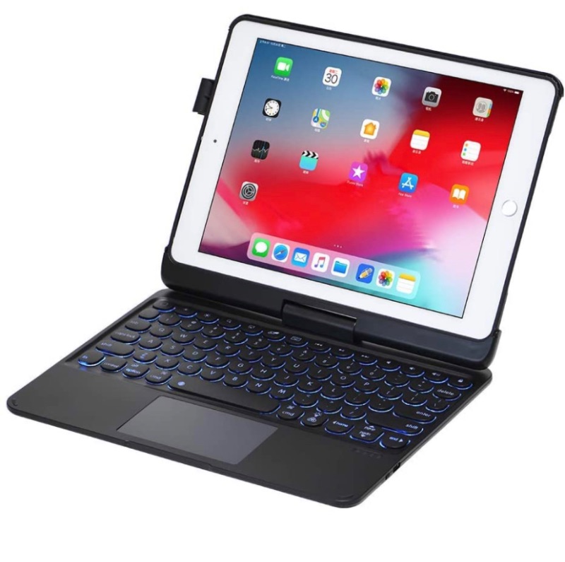 Photo 1 of iPad Keyboard Case for iPad 2018 (6th Gen) - iPad 2017 (5th Gen) - iPad Pro 9.7 - iPad Air 2&1-360 Rotatable - Wireless/BT - Backlit 7 Colors - iPad Case with Keyboard for iPad OS (9.7, Black)