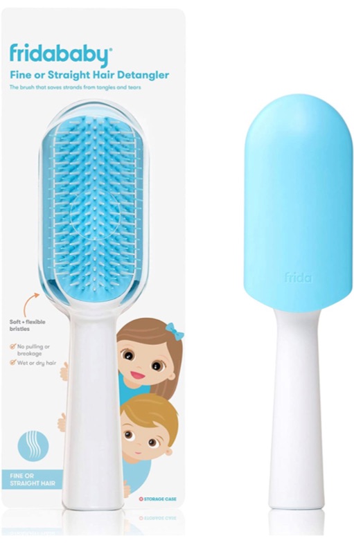 Photo 1 of FridaBaby Fine or Straight Hair Detangling Kids Brush, Detangles Knots Without Tears or Breakage, Comb Teeth and Bristle Design