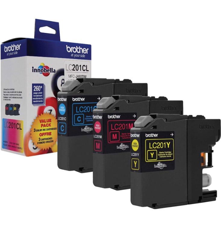 Photo 1 of Brother Genuine Standard Yield Color Ink Cartridges, LC2013PKS, Replacement Color Ink Three Pack, Includes 1 Cartridge Each of Cyan, Magenta & Yellow, Page Yield Up To 260 Pages/cartridge,Magenta, Cyan, Yellow