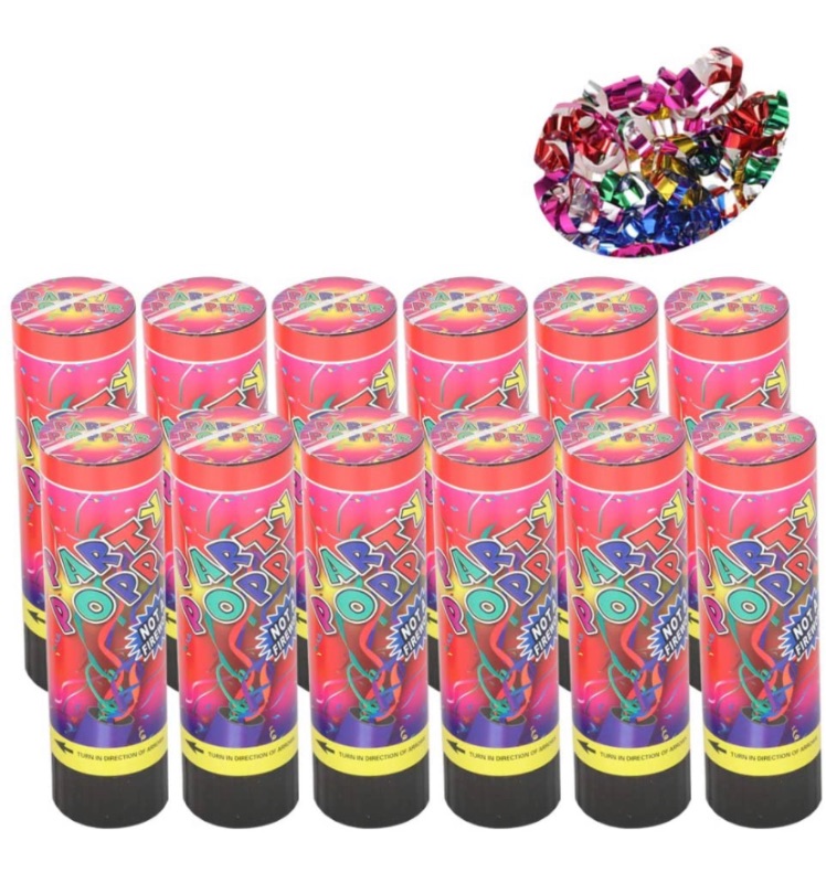 Photo 1 of Allinthree 6inch Party Confetti Popper, Set of 12pcs for Birthday Party, Spring as Power Fast to Clean (Metallic)