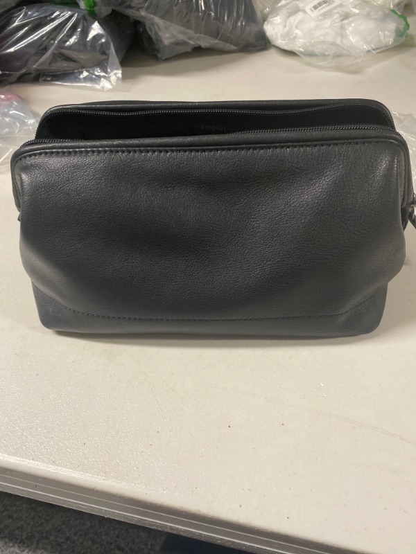 Photo 2 of Fossil Men's Leather Travel Toiletry Bag Shave Dopp Kit