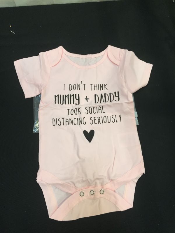 Photo 2 of Esobo Newborn Baby Unisex Short Sleeve Cotton Bodysuits Funny Quarantine Onesies Baby Announcement 0-6mo