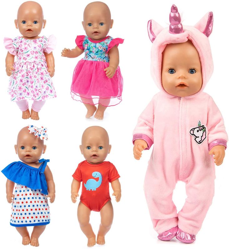 Photo 1 of HOAYO 14-16 Inch Baby Doll Clothes, 8 Pcs Doll Accessories for 43cm New Born Baby Dolls, 15 Inch Bitty Baby Dolls, American 18 Inch Girl Dolls (DOLL NOT INCLUDED)