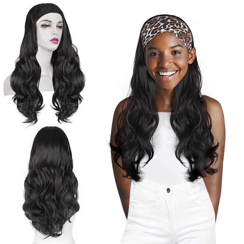 Photo 1 of Headband Wig, Long Wave Heat Resistant Glueless Synthetic Wigs for Black Woman Daily Party Wear 26 Inches
