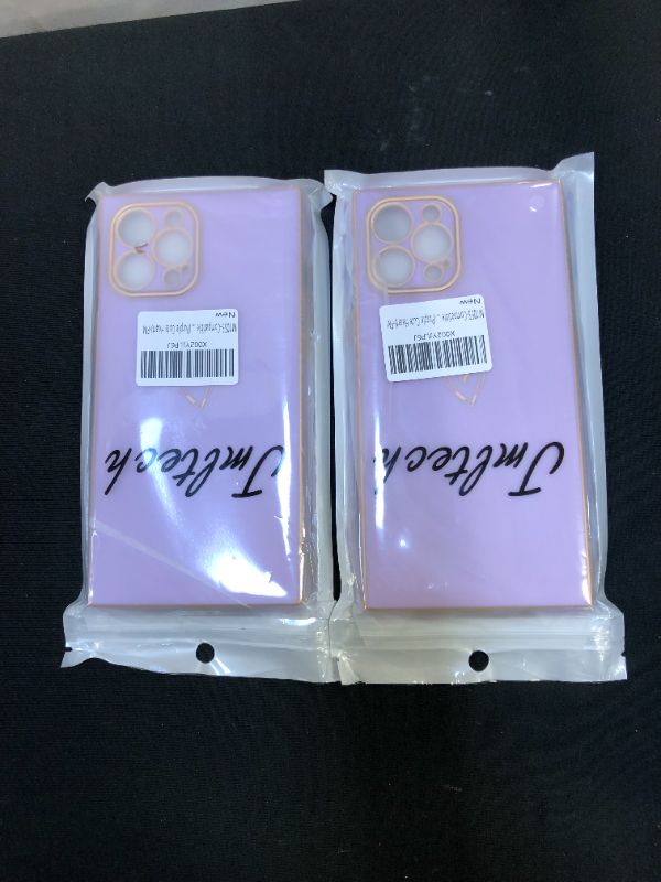 Photo 2 of   Jmltech Compatible with iPhone 12 Pro Max Case for Women Girly Cute Chic Soft Silicone Protective Square Edge Luxury Elegant Flexible Phone Case for iPhone 12 Pro Max 6.7 Inch Purple 2 pack 