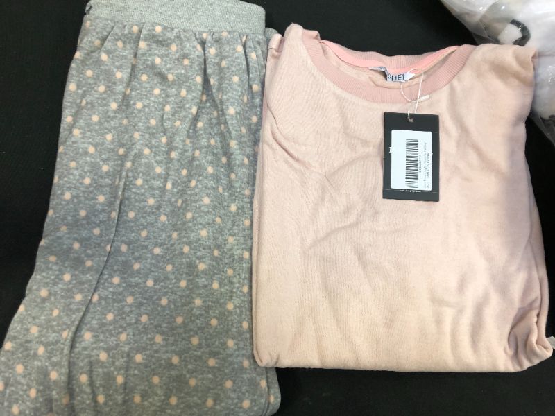 Photo 1 of Israphel Women's Long Sleeve Soft Pajama Set Pink Grey Sleepwear for Women SizeL
