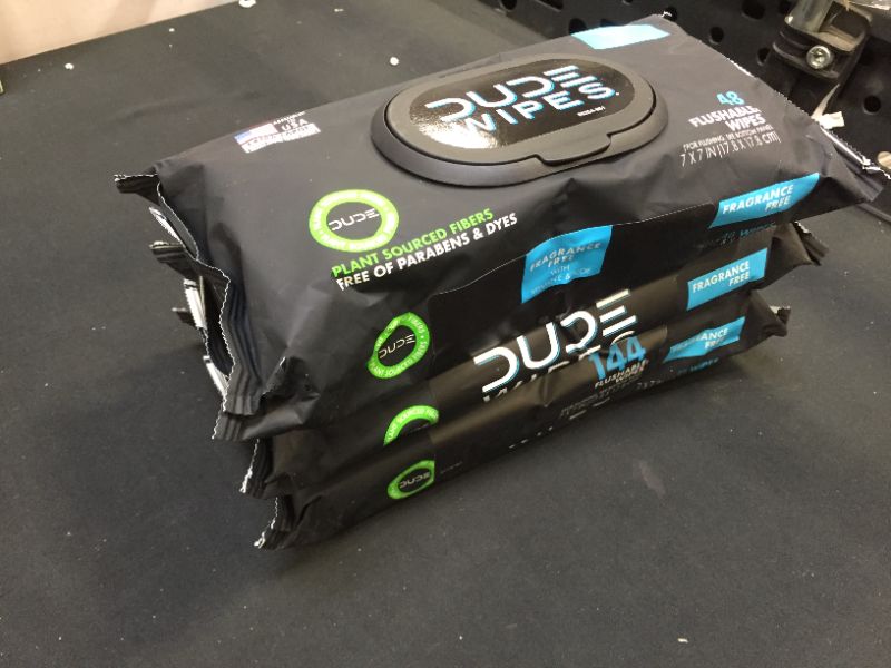 Photo 2 of Dude Wipes Flushable Wipes, Fragrance Free, Extra Large, 3 Pack - 3 pack 144 wipes