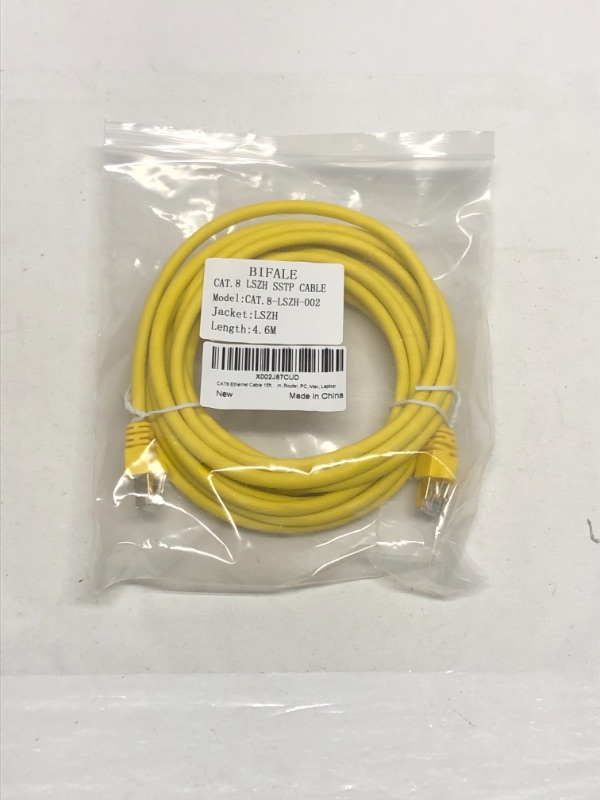 Photo 1 of CAT 8 PATCH CABLE 4.6 METERS YELLOW 