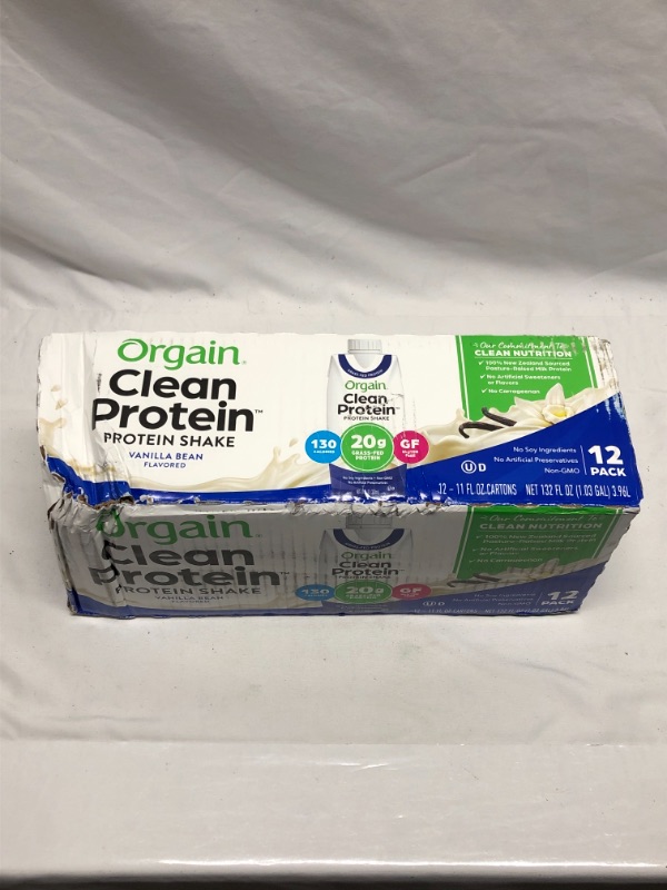 Photo 1 of 12 PACK ORGAIN CLEAN PROTEIN SHAKES 11 FL OZ VANILLA BEAN FLAVOR EXP JUNE 2022