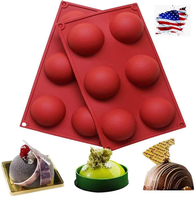 Photo 1 of 
Large 6-Cavity Semi Sphere Silicone Mold, Baking Mold for Making Hot Chocolate Bomb, Cake, Jelly, Dome Mousse?Brick red? (2pcs)