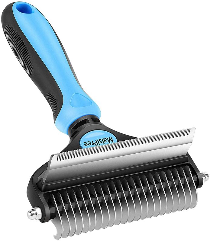 Photo 1 of  Pet Grooming Brush for Dogs/Cats, 2 in 1 Deshedding Tool & Dematting Undercoat Rake for Mats & Tangles Removing, Reduces Shedding by up to 95%, Great for Short to Long Hair Breeds