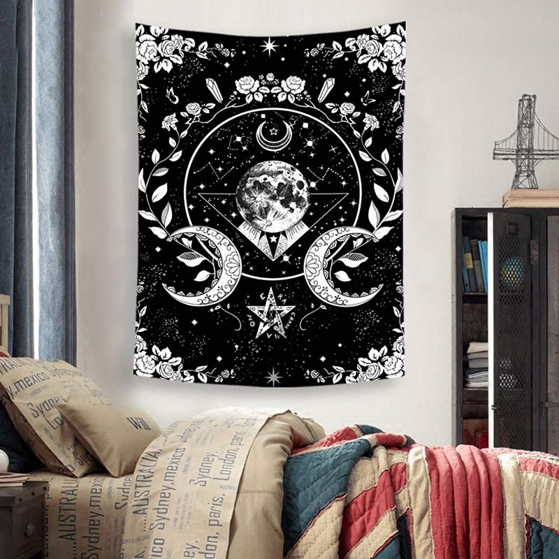 Photo 1 of Accnicc Sun Moon and Star Tapestry Wall Hanging, Black and White Tapestry, Goth