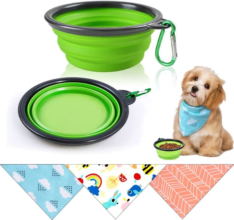 Photo 1 of Alpha Tail Supplies 3 Pack Dog Bandanas with Collapsible Silicone Bowl