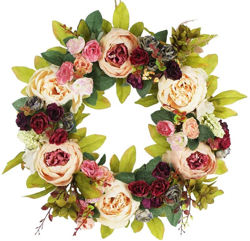 Photo 1 of 
SOHAIL Spring Summer Peony Wreaths for Front Door,Floral Artificial Farmhouse Handcrafted Hydrangea Wreath