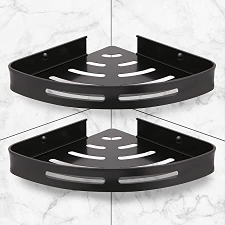 Photo 1 of bathroom shower corner shelf, 2 tier, black