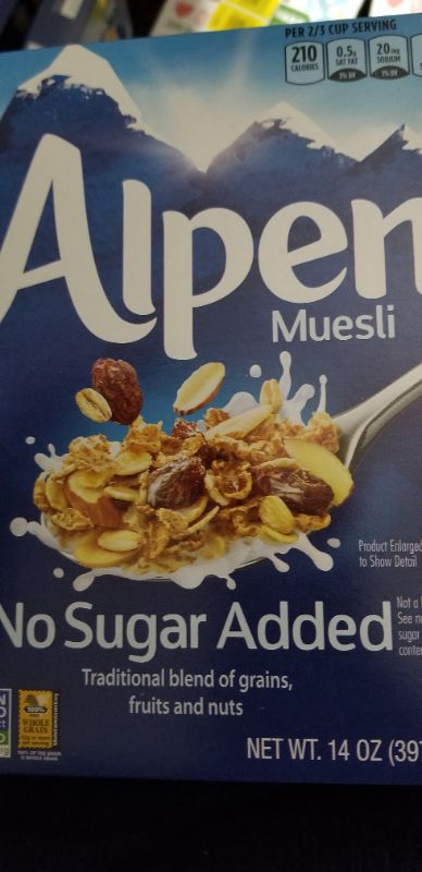 Photo 1 of Alpen Muesli traditional blend of grains, fruits and nuts, 14 oz, 2 boxes best by 2/01/2022