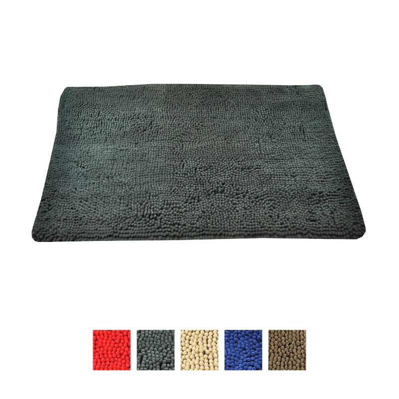 Photo 1 of My Doggy Place - Ultra Absorbent Microfiber Dog Door Mat (Charcoal w/Paw Print, Large) - 36 x 26 inch