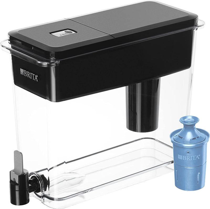 Photo 1 of Brita Extra Large 18 Cup Filtered Water Dispenser with 1 Longlast+ Filter, Made without BPA, UltraMax, Jet Black