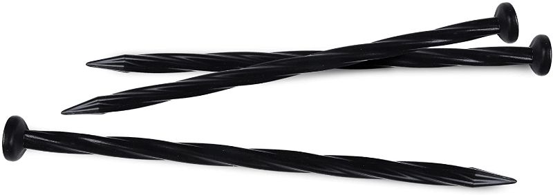 Photo 1 of Dimex EasyFlex 1989N-24C Spiral Anchoring Heavy Duty Nylon Landscaping Garden Edging and Camping Tent Stake Pack, 24 Count, Black (MISSING 10 SPIKES, 14 TOTAL)