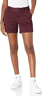 Photo 1 of Amazon Essentials Women's 5 inch Inseam Solid Chino Shorts, Burgundy, Size 8