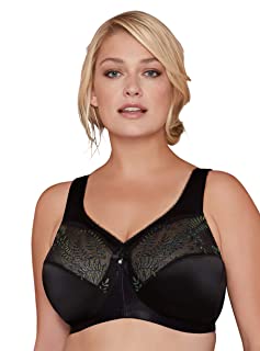 Photo 1 of Bramour by Glamorise Women's Full Figure Plus Size Wirefree MagicLift Iridescent Lace Bra, Black, 38DD