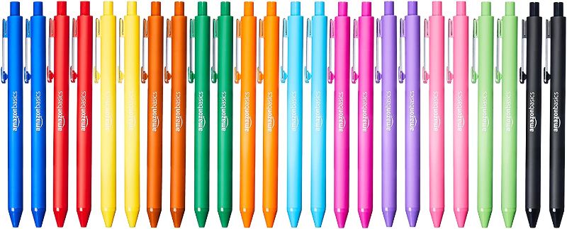 Photo 1 of Amazon Basics Retractable Ballpoint Pen - Assorted Colors - 24-Pack (MISSING TWO PENS)