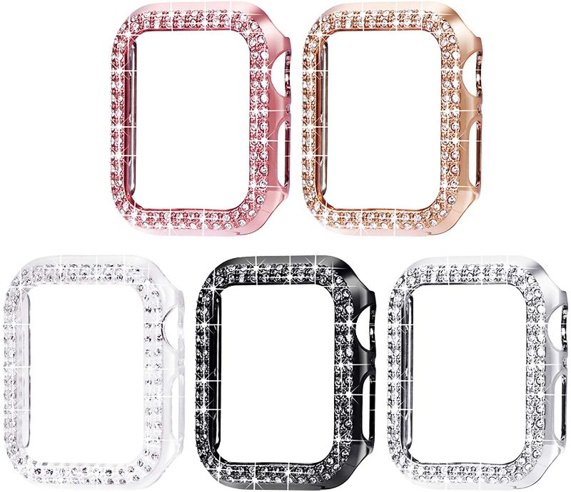 Photo 1 of 40mm Case Compatible with Apple Watch Case, Bling Frame Protective Case Screen Protector Replacement for Apple Watch Series 6/5/4 40mm (5 Pack - 40mm)