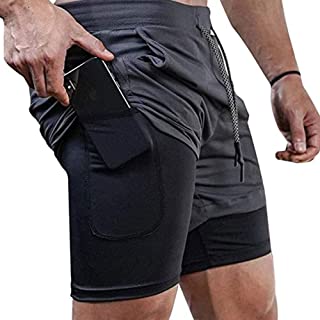 Photo 1 of Surenow Men's Running Shorts, Workout Running Shorts for Men?2-in-1 Stealth Shorts, Black, XL