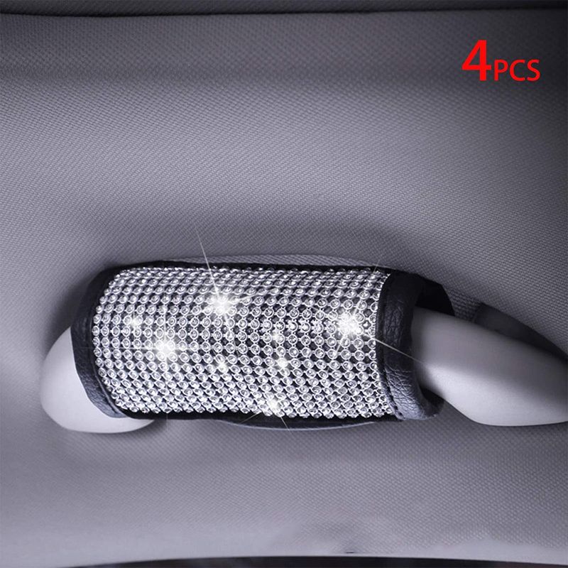 Photo 1 of 4 Pcs Crystal Diamond Car Door Handle Covers Bling Rhinestone Leather Handcraft Car Accessories Cover for Women Universal Fit (4 Pcs Door Handle Covers)