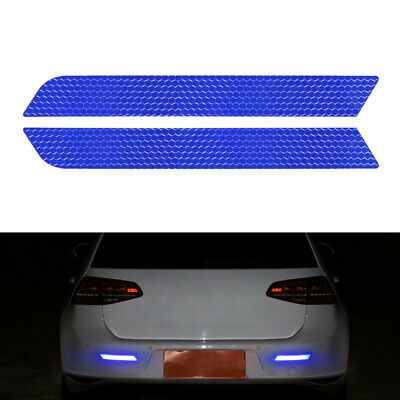 Photo 1 of 2x Blue Reflective Safety Warning Strip Car Door Bumper Reflector Stickers Decal (4 Packs)