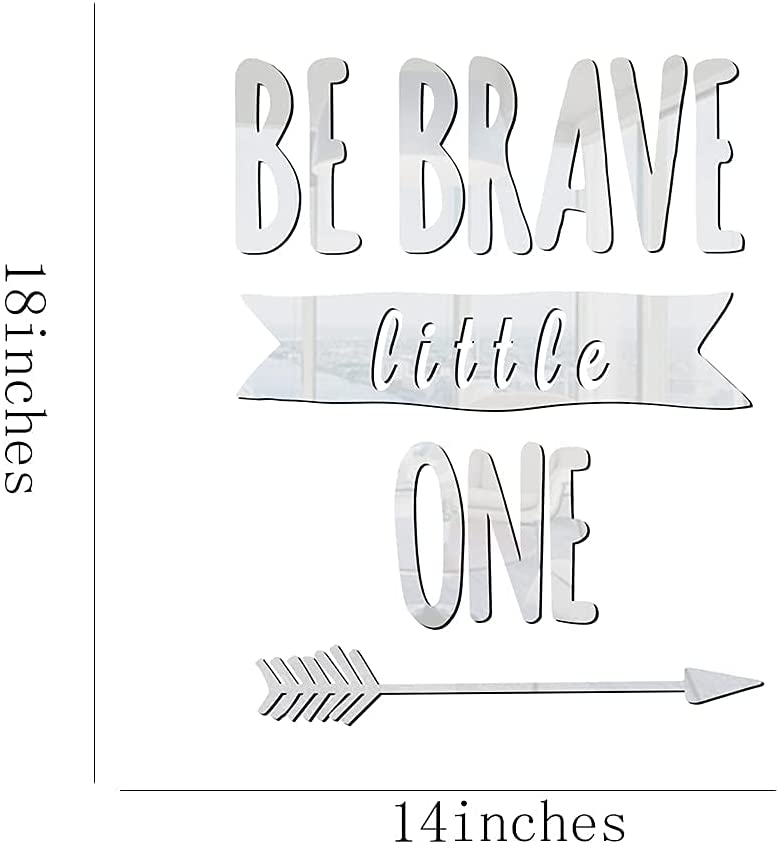 Photo 1 of Doeean Be Brave Little One Arrow Wall Stickers Acrylic Mirror 3D Wall Decals for Children Baby Kids Boy Girl Bedroom Nursery Decor (Silver)