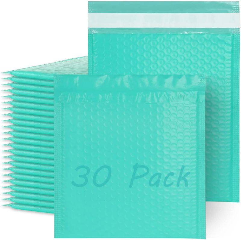 Photo 1 of 30 Pcs of 8.5x12” Large Poly Bubble Mailers, Abuff #2 Self Seal Teal Padded Envelope Mailers, Waterproof Mailing envelopes with Peel-N-Seal