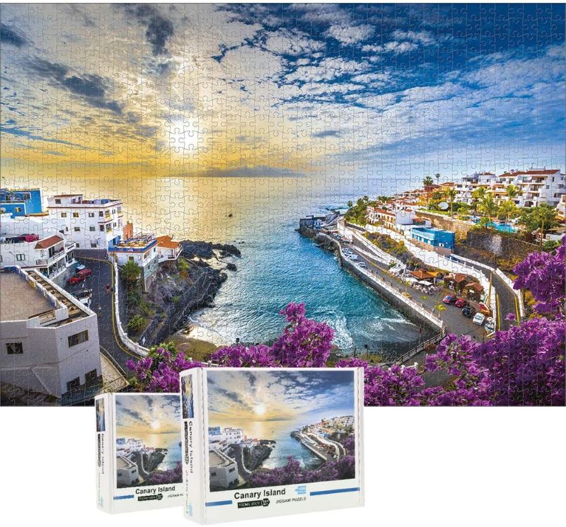 Photo 1 of Wooden Jigsaw Puzzle, 27.5 x19.7 inch, 1000 Piece Jigsaw Puzzle for Adults Kids, Jigsaw Puzzle 1000 Piece Suitable to Family Friends (Canary Island)