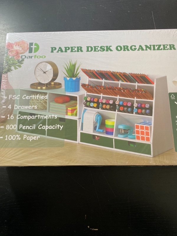 Photo 1 of Darfoo Desk Organizer, White/Green