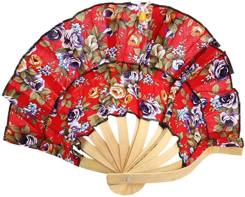 Photo 1 of OULII Women 2 in 1 Foldable Chinese Style Bamboo Hat Frame Floral Printed Hand Fan Sunhat (Random Color)