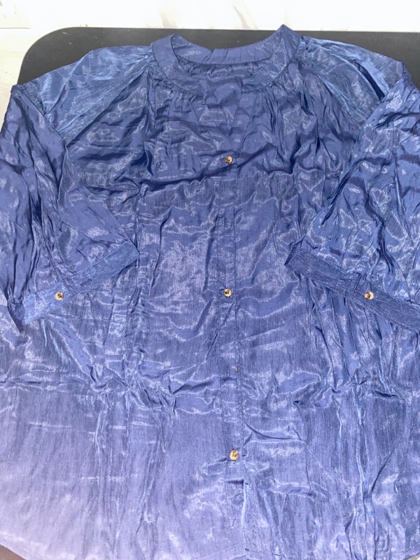 Photo 1 of Women's Velvet Loose Fit Top, Navy Blue, XL