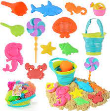 Photo 1 of MeiyueEr Beach Sand Toys Set for Kids with Collapsible Sand Bucket, Shovels, Watering Can, Animals molds, Sandbox Outdoor Toys for Boys, Girls (Mold/Color Random) 12 pcs