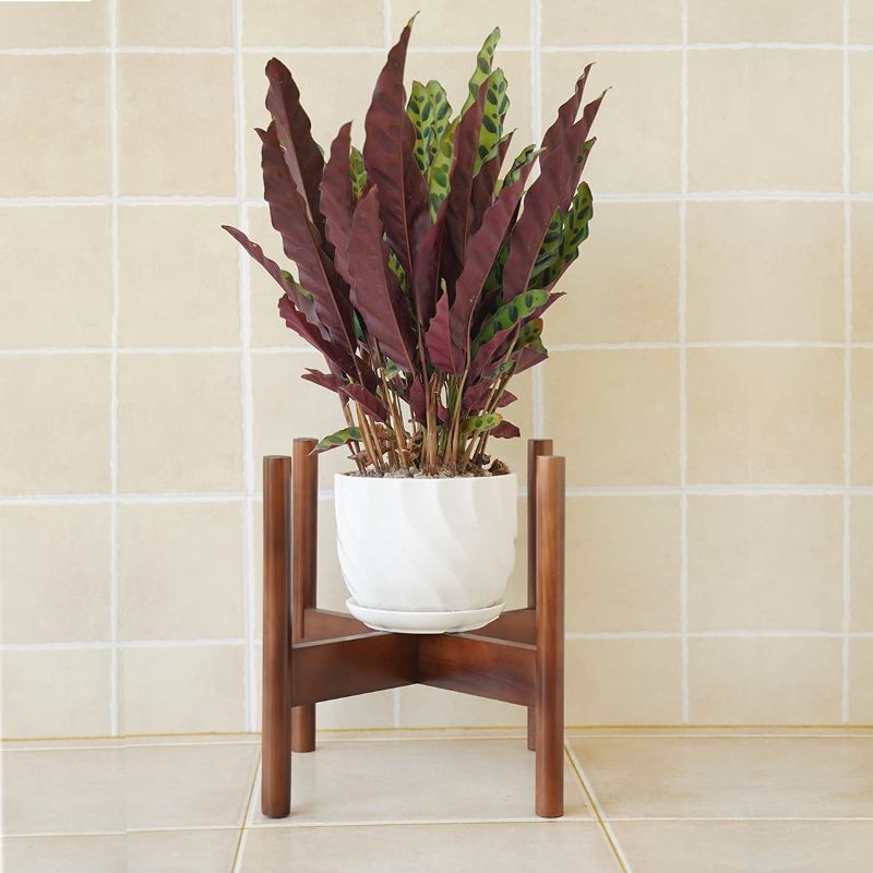 Photo 1 of BITLIFUN 10 inch Plant Stand Mid Century Wood Pot Stand Indoor (Plant & Pot Not Included) Brown