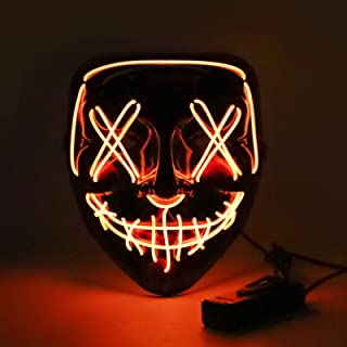 Photo 1 of HWXMAQ Halloween Led Light Up Mask - Purge Light Up Mask For Kids Men Women - Glowing Mask for Halloween Festival Party Carnival, Orange