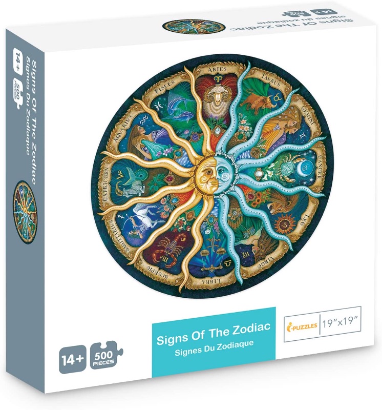 Photo 1 of Round Jigsaw Puzzle 500 Pieces (Signs of The Zodiac)