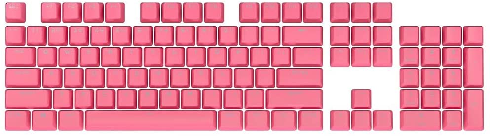 Photo 1 of CORSAIR PBT Double-Shot PRO Keycap Mod Kit – Double-Shot PBT Keycaps – Rogue Pink – Standard Bottom Row – Textured Surface – 1.5mm-Thick Walls – O-Ring Dampeners