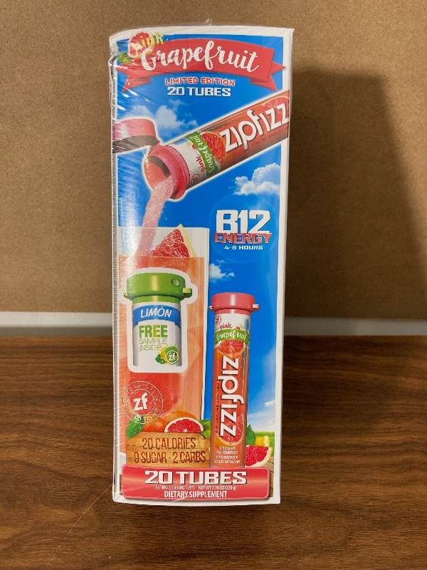 Photo 3 of Zipfizz Healthy Energy Drink Mix, Hydration with B12 and Multi Vitamins, Pink Grapefruit, 20 Count
EXP 03/23
