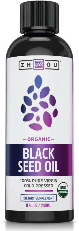 Photo 1 of Zhou Organic Black Seed Oil | 100% Virgin | Cold Pressed Omega 3 6 9 | Super antioxidant for Immune Support, Joints, Digestion, Hair & Skin | 8oz