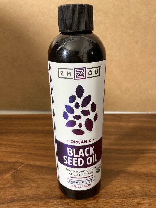 Photo 2 of Zhou Organic Black Seed Oil | 100% Virgin | Cold Pressed Omega 3 6 9 | Super antioxidant for Immune Support, Joints, Digestion, Hair & Skin | 8oz