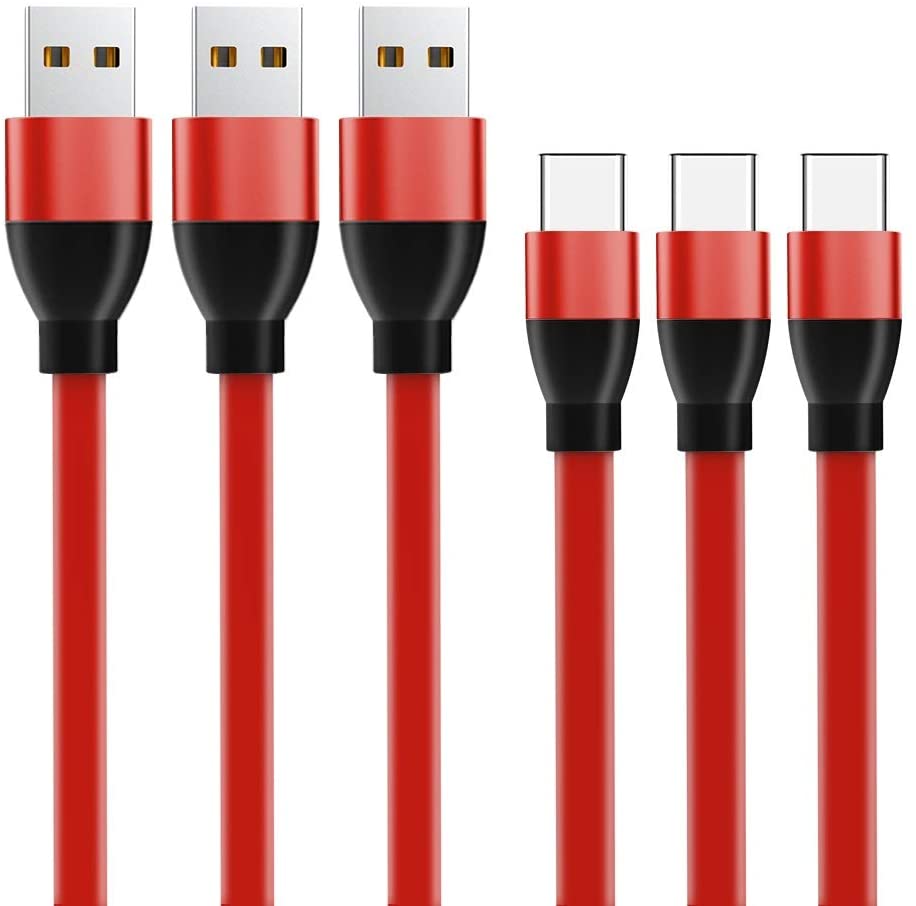 Photo 1 of DNLM USB Type C Cable, 3Pack 6FT USB C-USB A Nylon Braided Fast Charging Cord for Samsung GalaxyS10/S10plus/S10E/S9/S9plus/S8/S8plus/Note9/Note8/LGV40/V30/V20/G7/G6/G5 - Red & Black