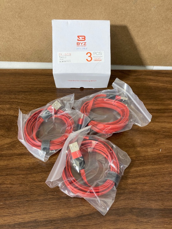 Photo 2 of DNLM USB Type C Cable, 3Pack 6FT USB C-USB A Nylon Braided Fast Charging Cord for Samsung GalaxyS10/S10plus/S10E/S9/S9plus/S8/S8plus/Note9/Note8/LGV40/V30/V20/G7/G6/G5 - Red & Black