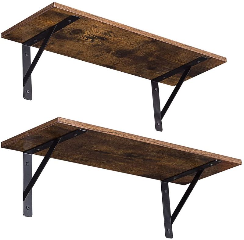 Photo 1 of DINZI LVJ Wall Shelves, 23.6 x 7.9 x 6.0 Inch Floating Shelves for Wall, Set of 2, Easy-to-Install Wall Storage Ledges with Sturdy Metal Brackets for Living...
