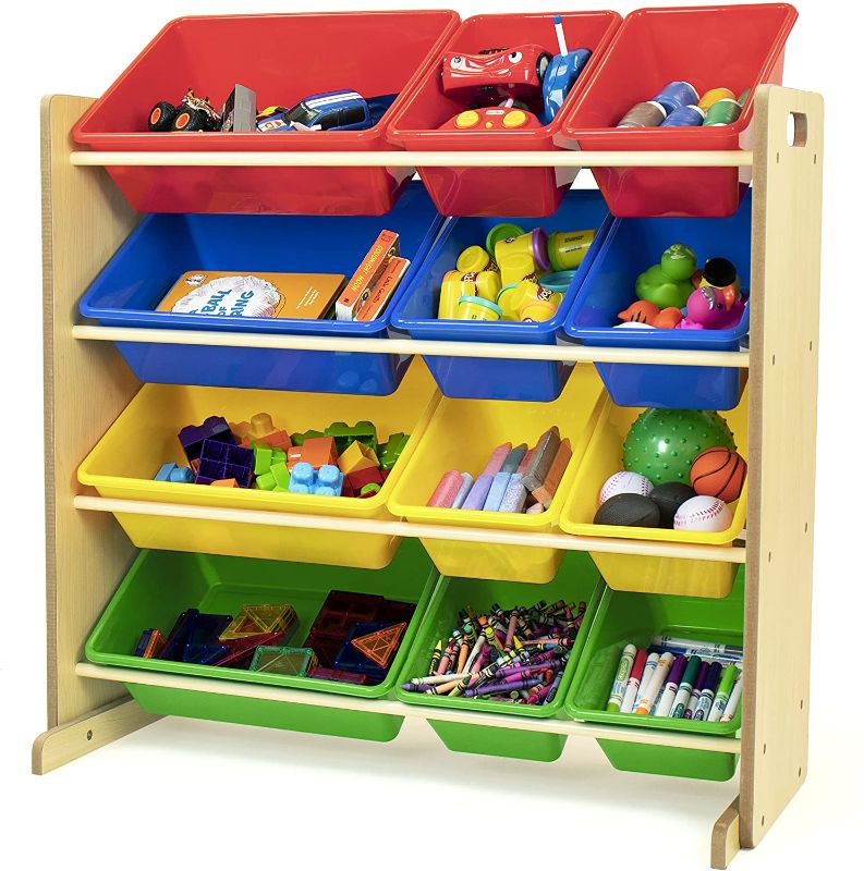 Photo 1 of Humble Crew, Natural/Primary Kids' Toy Storage Organizer with 12 Plastic Bins
