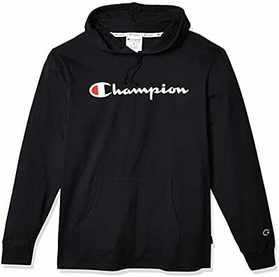 Photo 1 of CHAMPION MEN'S LONG SLEEVE T-SHIRT HOODIE, SCRIPT LOGO sz S 
